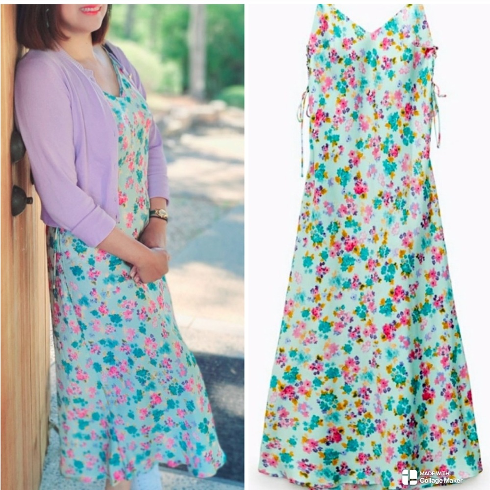 Zara satin floral dress - Large